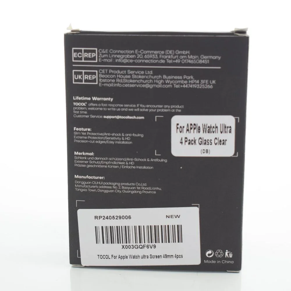 Tocol Apple Watch Ultra 3 Pack Glass Clear